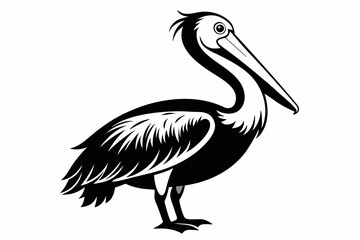 pelican line art silhouette vector illustration
