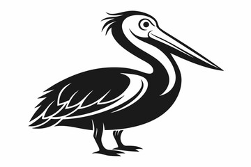 pelican line art silhouette vector illustration