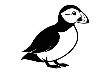 puffin line art silhouette vector illustration