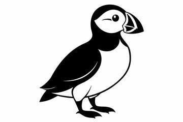 puffin line art silhouette vector illustration