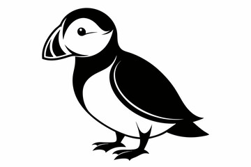 puffin bird line art silhouette vector illustration