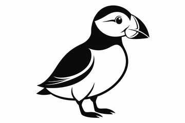 puffin bird line art silhouette vector illustration