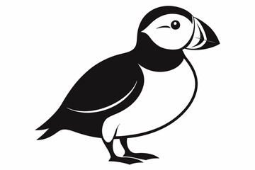 puffin bird line art silhouette vector illustration