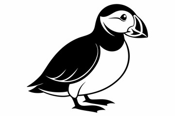 puffin bird line art silhouette vector illustration