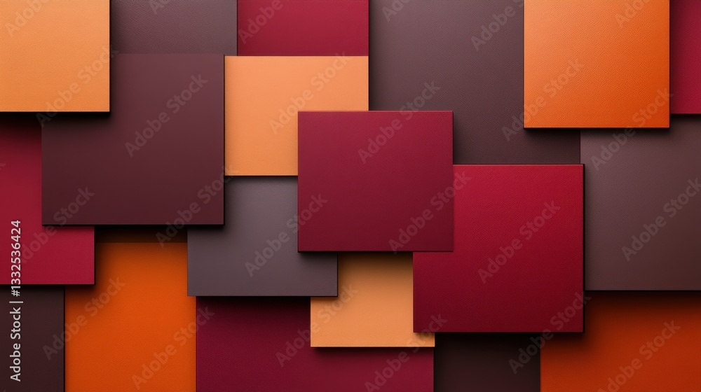 Poster burgundy and copper squares with subtle mirror effects. a deep red and copper-colored design with a 
