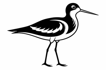 sandpiper line art silhouette vector illustration