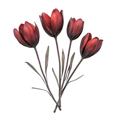 Beautiful Red Flowers Isolated On Transparent Background Perfect For Floral Design And Decoration