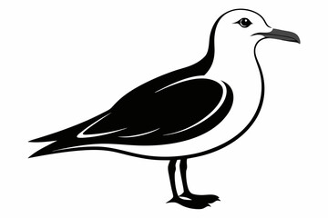 seagull line art silhouette vector illustration