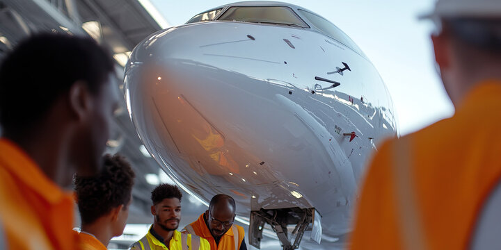 Private Jet Nose and Maintenance Personnel - Powered by Adobe