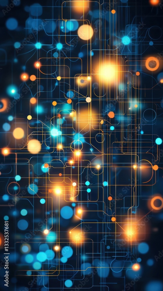 Poster abstract digital background with colorful light and geometric lines