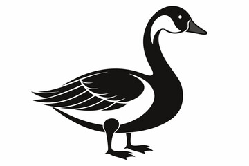 snow goose line art silhouette vector illustration