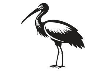 stork bird line art silhouette vector illustration