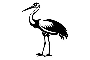 Obraz premium stork bird line art silhouette vector illustration