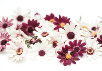 Beautiful Arrangement of White and Purple Daisies on a Light Background for Floral Decoration or Design Inspirations