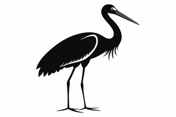 stork bird line art silhouette vector illustration