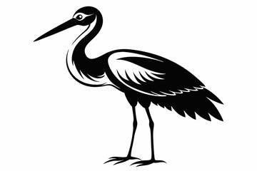 Obraz premium stork bird line art silhouette vector illustration