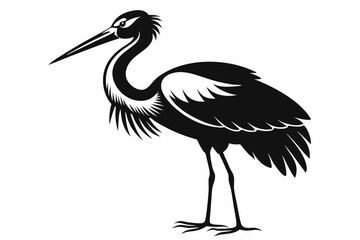 stork bird line art silhouette vector illustration