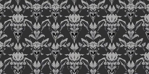 Gothic Gargoyle Seamless Pattern - Dark and Mysterious Grayscale Design
