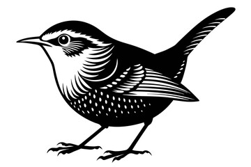 Fototapeta premium wren bird line art silhouette vector illustration