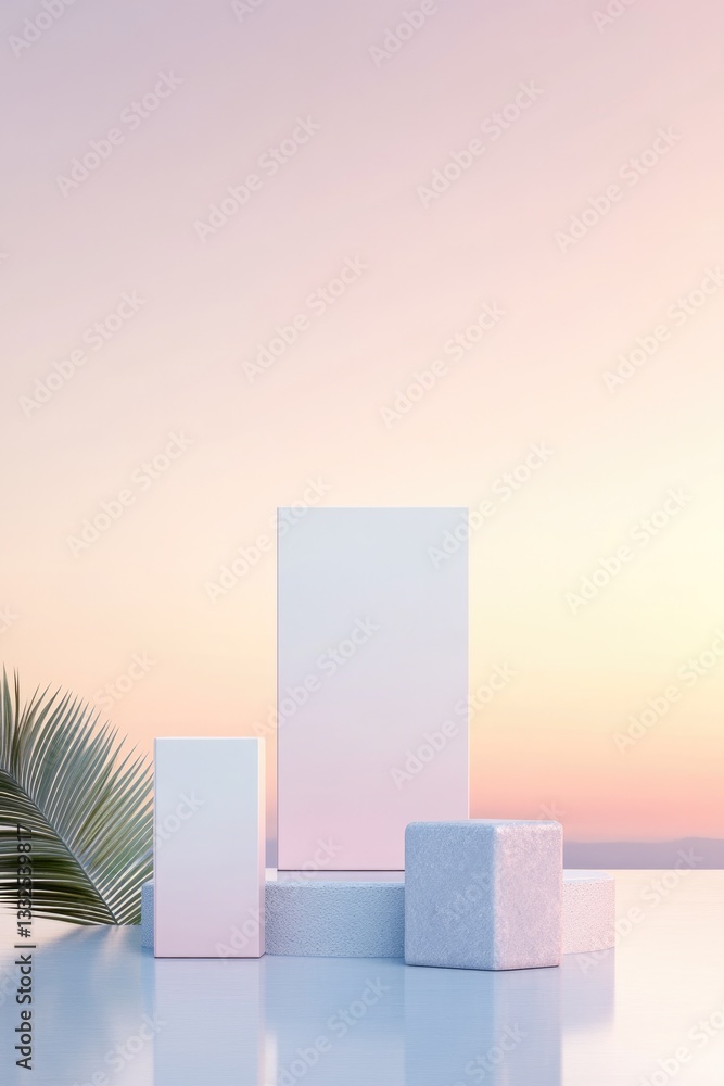 Poster create 3d render of sleek minimalist product packaging in futuristic setting with neutral backdrop t