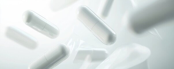 Floating capsules in a bright environment.