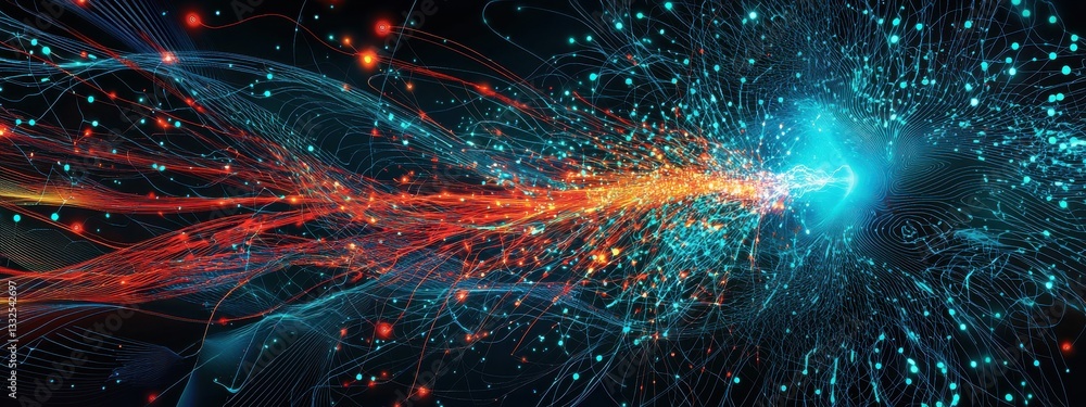 Poster abstract energy flow with bright colors and dynamic patterns