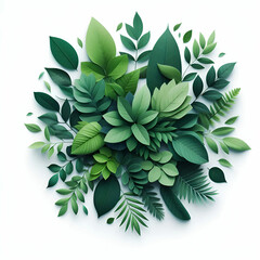 Green leaves vector illustration with a natural floral design