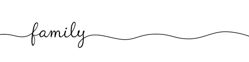 Family inscription continuous one line drawing with word. Minimalistic drawing of phrase illustration.