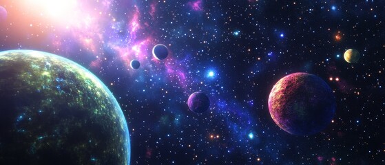Naklejka premium A colorful image of planets and stars in space
