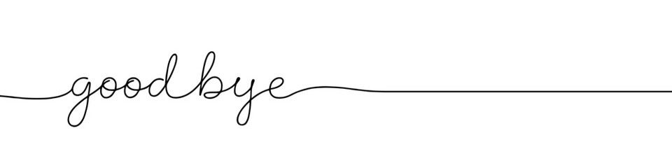 Good bye phrase continuous one line drawing with word. Minimalistic drawing of phrase illustration.