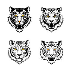 Fototapeta premium fierce tiger vector icon. realistic tiger face logo. elegant tiger head illustration.