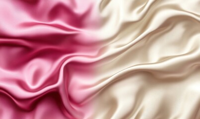 Obraz premium Pink and white silk fabric background with elegant, flowing drapes
