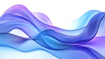 A futuristic abstract background featuring smooth flowing neon waves in shades of blue and purple, creating a dynamic sense of motion with subtle light reflections, cutout isolate white background 