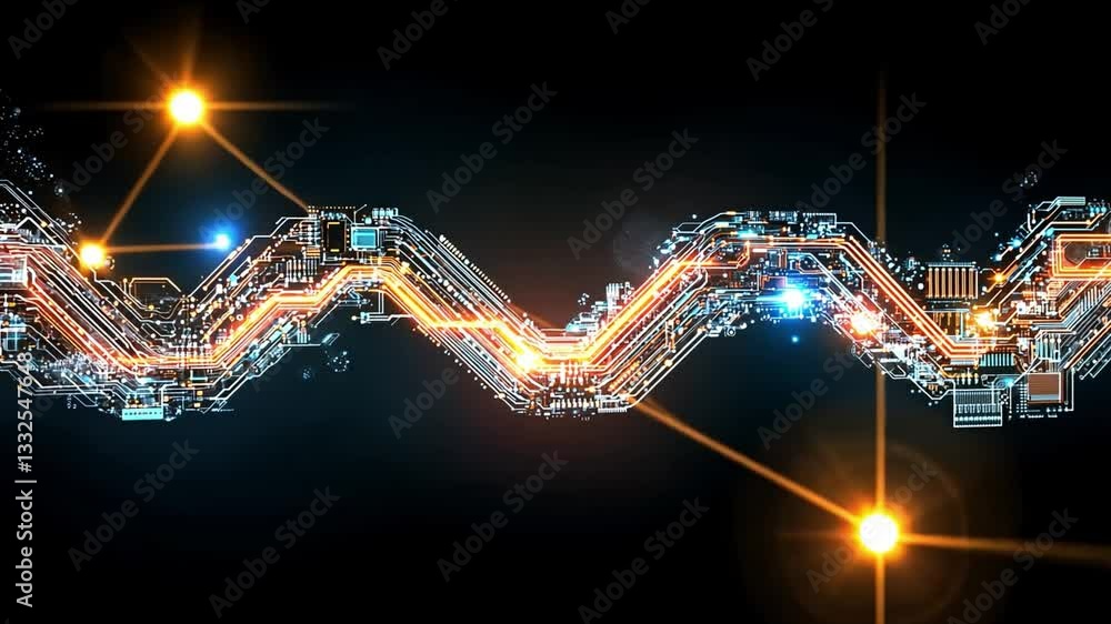 Poster visual representation of artificial intelligence technology in vibrant colors and intricate patterns