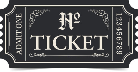 Vintage ticket template on a dark background