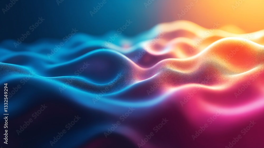 Poster Swirling Vibrant Patterns with Blue, Pink, and Yellow Light Creating a 3D Abstract Background for Artistic Use and Visual Appeal