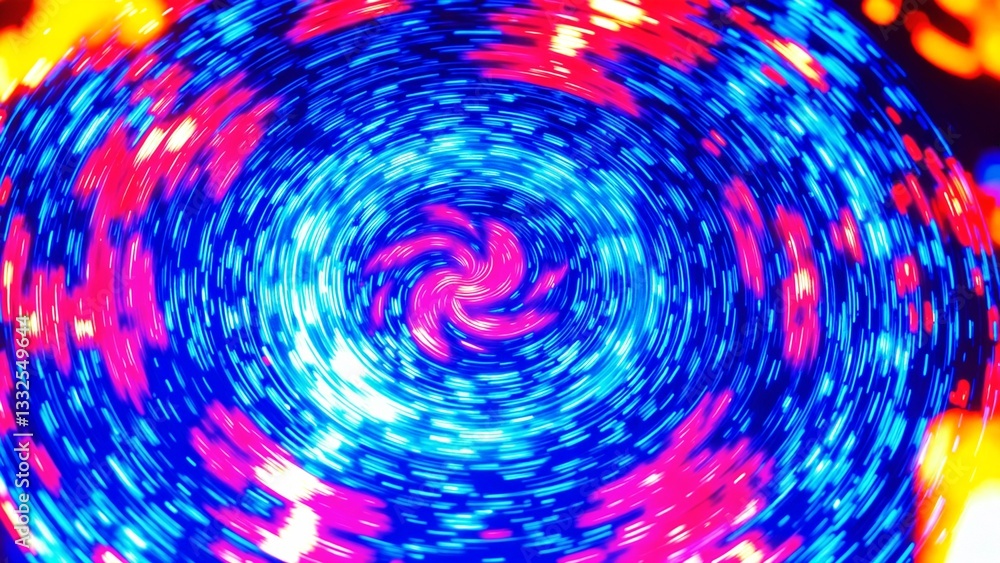 Aufkleber Swirling Vibrant Patterns with Blue, Pink, and Yellow Light Creating a 3D Abstract Background for Artistic Use and Visual Appeal