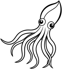 Minimalist Squid Line Art Vector