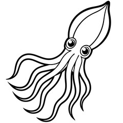 Minimalist Squid Line Art Vector