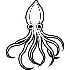 Minimalist Squid Line Art Vector