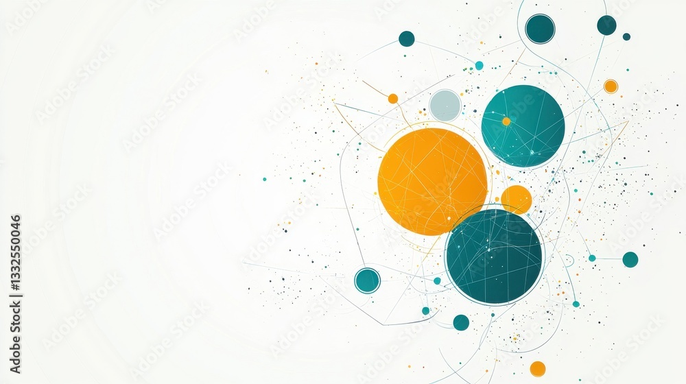 Poster abstract geometric composition with circles and dots on light background