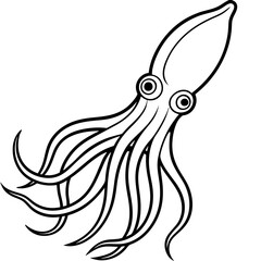 Minimalist Squid Line Art Vector