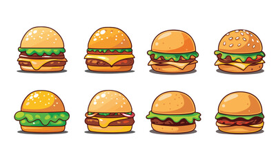illustration featuring a collection of burger icons