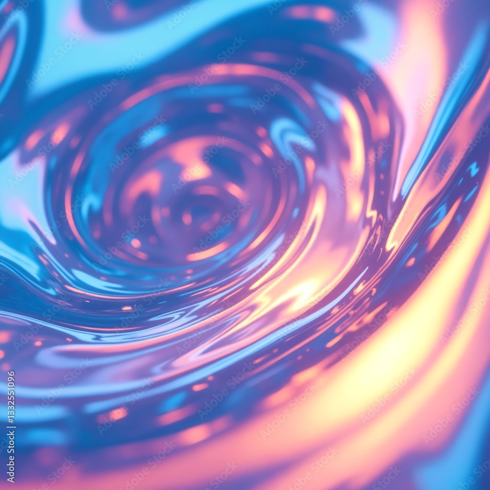 Aufkleber Swirling Vibrant Patterns with Blue, Pink, and Yellow Light Creating a 3D Abstract Background for Artistic Use and Visual Appeal