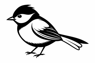 chickadee line art silhouette vector illustration