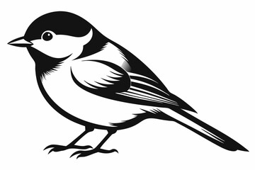 chickadee line art silhouette vector illustration