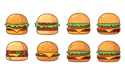 illustration featuring a collection of burger icons