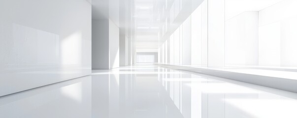 Modern white interior hallway with sleek design.