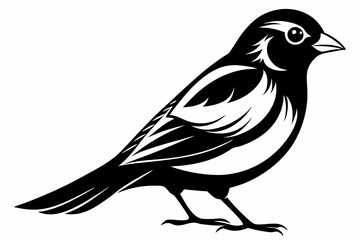 finch bird line art silhouette vector illustration