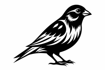 finch bird line art silhouette vector illustration